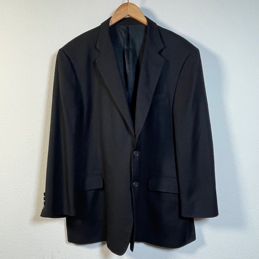 Joseph Abboud Blazer Mens 48R Black Loro Piana Super 120s Wool Suit Jacket Italy